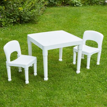Ensemble table et chaises en plastique blanc pour enfants 3