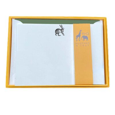 Ensemble de cartes de notes Lièvre avec enveloppes doublées