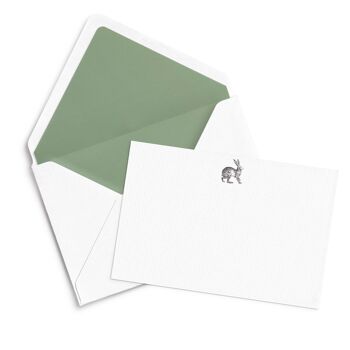 Ensemble de cartes de notes Lièvre avec enveloppes doublées 2