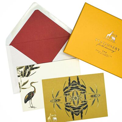 Ensemble de cartes de notes Heron avec enveloppes doublées