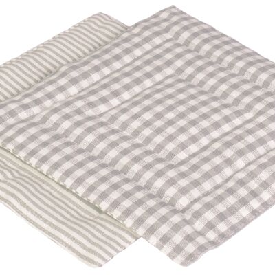 Pot holder STRIPES / CHECK made of half linen, color: gray