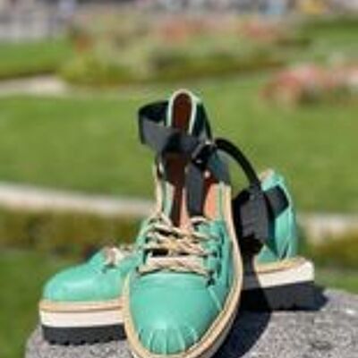 Green Frame flat shoes