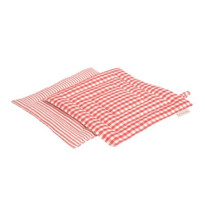 Pot holder STRIPES / CHECK made of half linen, color: red