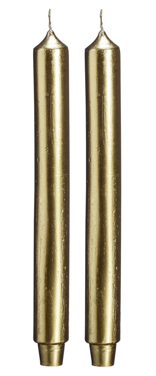 Dinnercandles gold XL 3.1 cm wide and 29 cm long, extra long burning time.