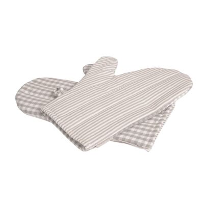 Oven glove STRIPES / CHECK made of half linen, color: gray