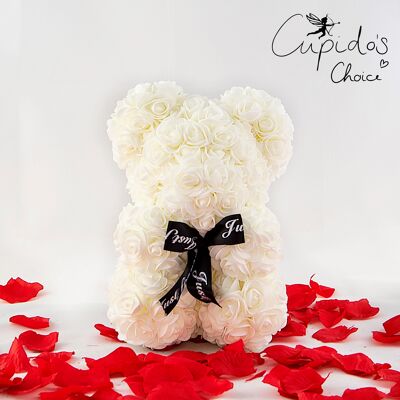 Petites Roses Ours Blanc 25cm