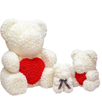 XXL Rose Bear White with red heart 70cm