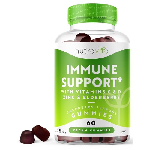 Immune Support Gummies - 60 Vegan Gummies with Vitamin C, D, Zinc & Elderberry