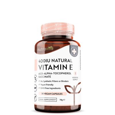 Vitamin E 400IU Vegan Capsules - 1 Month Supply