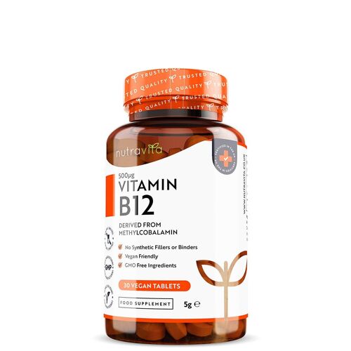 Vitamin B12 500mcg Vegan Tablets - 1 Month Supply