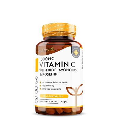 Vitamin C with Rosehip & Bioflavanoids Vegan Tablets - 1 Month Supply