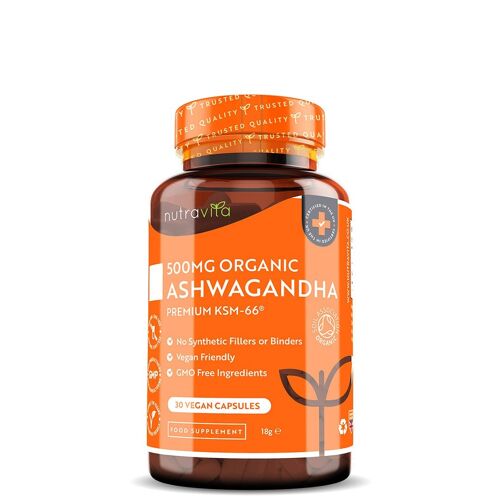 Organic Ashwagandha KSM-66 500mg Vegan Capsules - 1 Month Supply