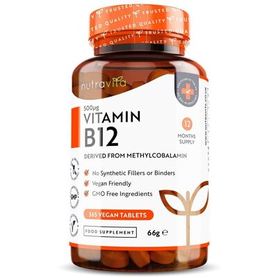 Vitamin B12 500mcg 365 Vegan Tablets