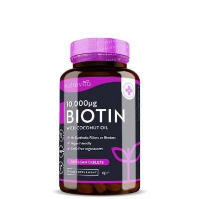 Biotin with Coconut High Strength Vegan Tablets - 1 Month Supply