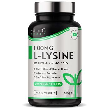 L-Lysine 1100mg 240 Comprimés Végétaliens 1