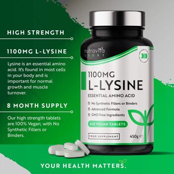 L-Lysine 1100mg 240 Comprimés Végétaliens 3