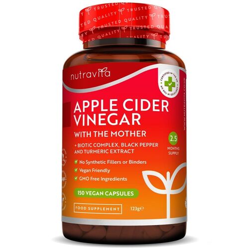 Apple Cider Vinegar Capsules with The Mother 150 Vegan Capsules