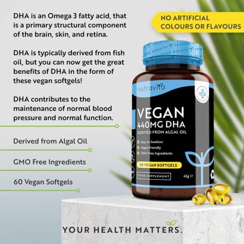 Vegan DHA 440 mg par portion 60 gélules végétaliennes 3