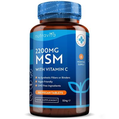 MSM 2200mg 365 Vegan Tablets