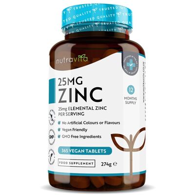 Zinc 25mg 365 Vegan Tablets