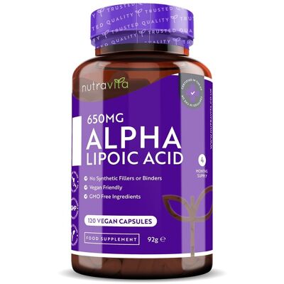 Alpha Lipoic Acid 650mg 120 Vegan Capsules