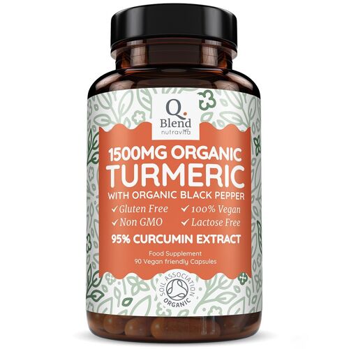 Organic Turmeric 95% Curcumin with Organic Black Pepper 90 Vegan Capsules