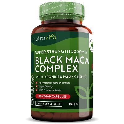 Black Maca Root Complex 5000mg - 180 Vegan Capsules