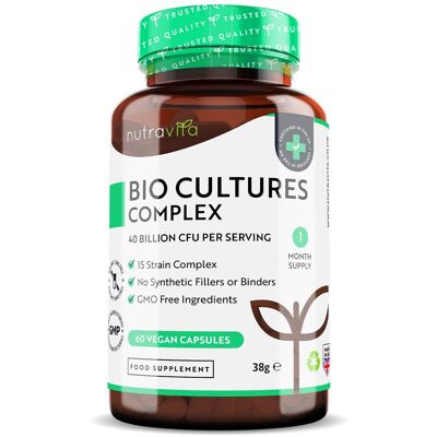 40 Billion CFU 15 Strain Bio Complex Cultures for Digestive Health