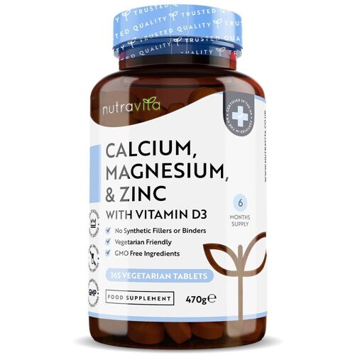 Calcium Magnesium Zinc & Vitamin D3 - 365 Vegetarian Tablets