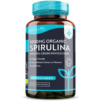 Organic Spirulina 3000mg 600 Vegan Tablets