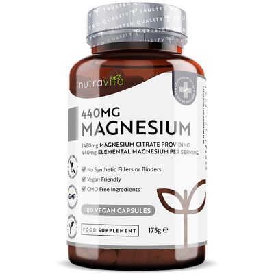 Magnesium Citrate 1480mg 180 Vegan Capsules