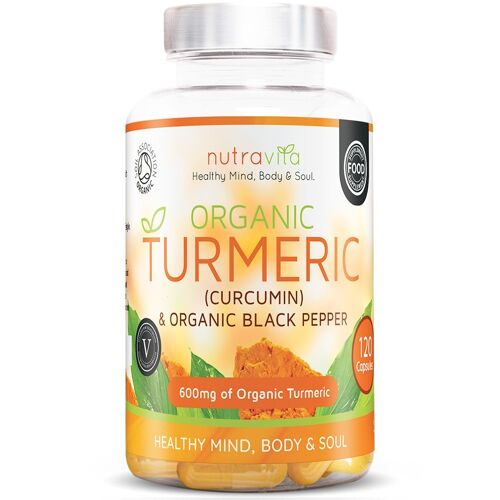 Organic Turmeric with Organic Black Pepper 120 Vegan Capsules