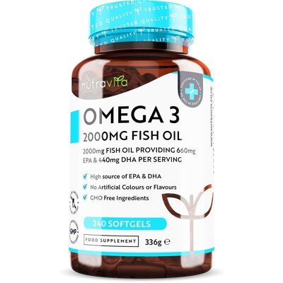 Omega 3 2000mg Pure Fish Oil 240 Soft Gels