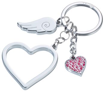 Porte-clés avec 3 pendentifs LOVE IS IN THE AIR 1