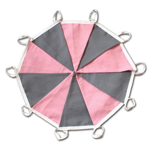 Pink & grey kids bunting - 100% cotton - 2.5 metres, 10 flags