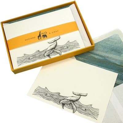 Ensemble de cartes pour notes Night Whale avec enveloppes doublées