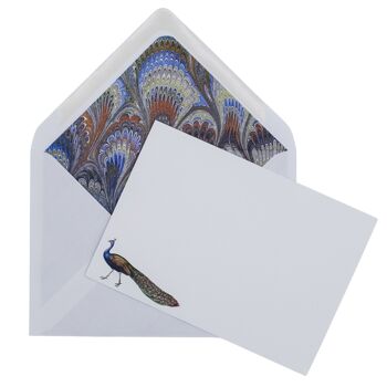 Ensemble de cartes de notes marbrées paon avec enveloppes doublées 4