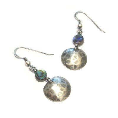 Boucles D'Oreilles Ethniques En Argent Massif Et Abalone