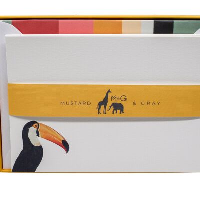 Toco Toucan Notecard Set con sobres forrados