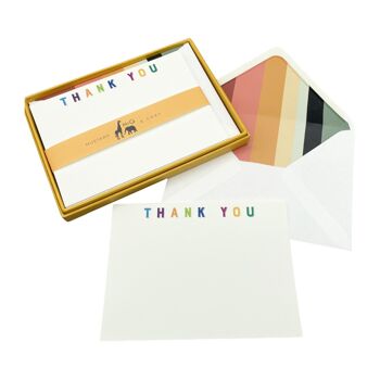 Typographie Merci Notecard Set avec enveloppes doublées 2
