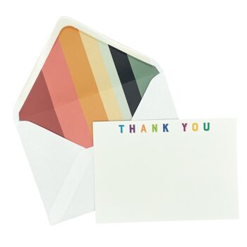 Typographie Merci Notecard Set avec enveloppes doublées 3