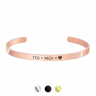 Bracelet manchette Rose Doré "Toi + Moi"