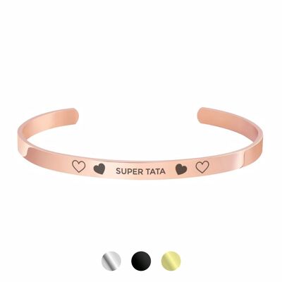 Bracciale rigido "Super Tata" in oro rosa