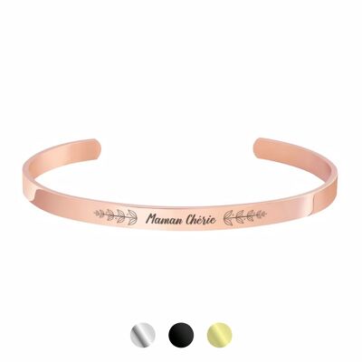 Rose gold bangle bracelet "Maman Chérie"