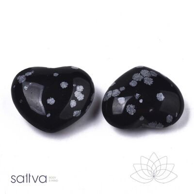 Sattva Rocks | LET GO | Snowflake Obsidian heart ±20x23x10mm in gift bag