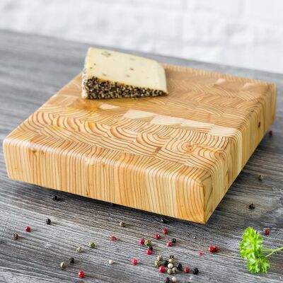Chopping Block / Cheese Board Larch Wood Square (22 × 22.5 × 5 cm)