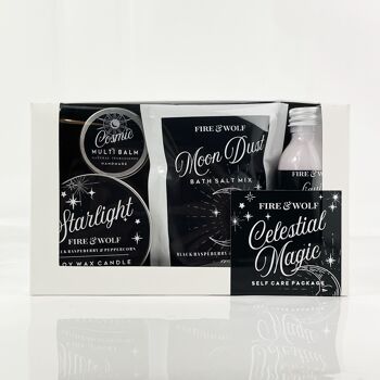 Coffret cadeau céleste | Framboise noire et poivre | Bougie, Baume. Sels 1