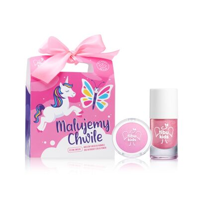 Tibu Kids duo set -  Pink Fun -  Pink nail polish + natural eye shadow