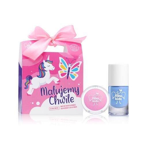 Tibu Kids duo set - Frozen Princess - blue nail polish + pink natural eye shadow