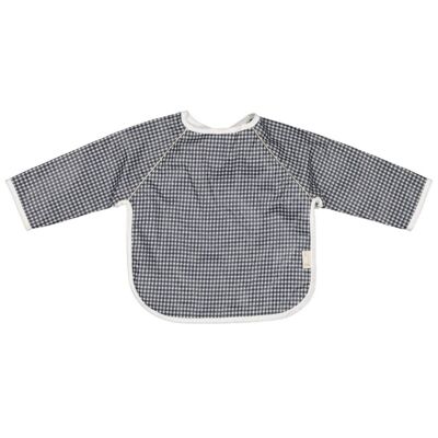 Apron bib with coated cotton sleeves, 6/24 months - Navy gingham
